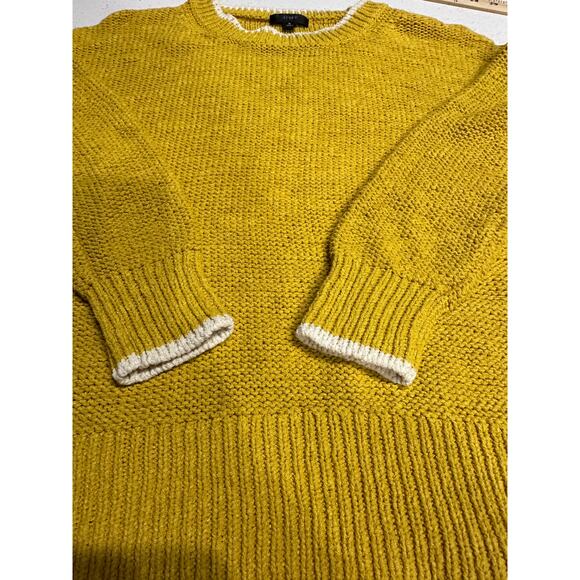 J Crew Women’s Sweater Pullover Mustard Yellow Tipped Beach Long sleeve Knit Med - Picture 6 of 9